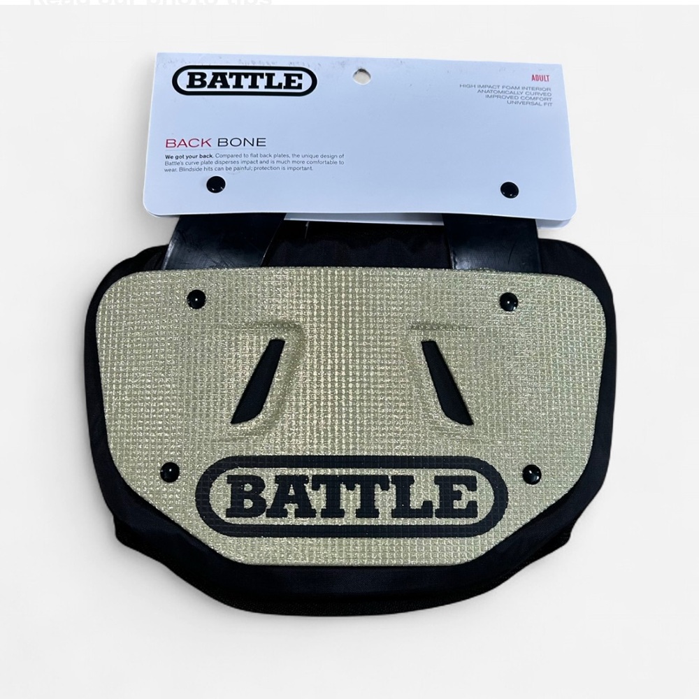 Battle Sports Adult Chrome Football Backplate Gold Diamond "Back Bone" NWT